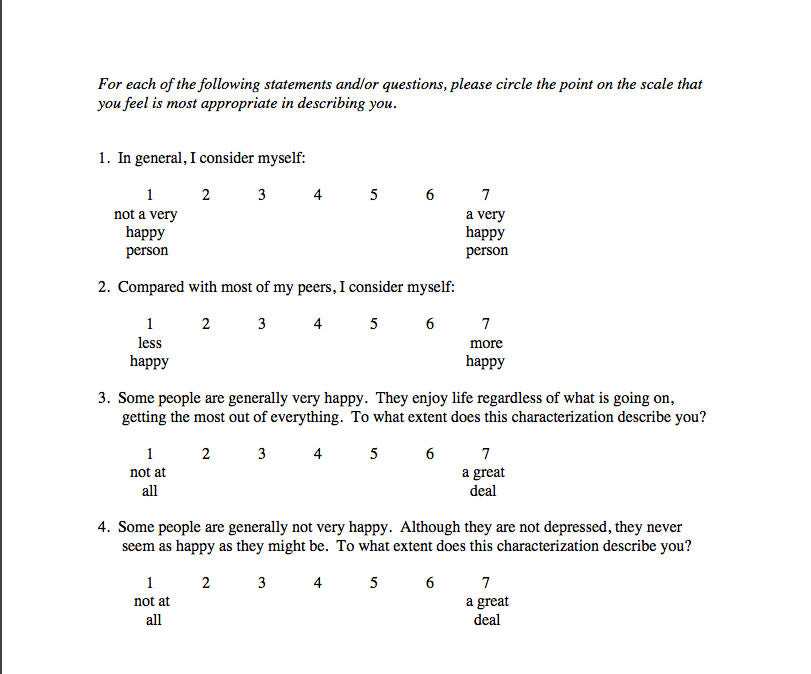 The Subjective Happiness Scale
